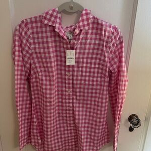 J. Crew Pink Gingham Button Down Shirt